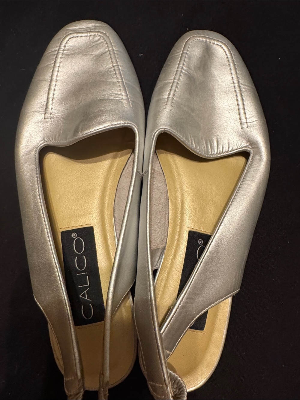Calico Silver Slingback Ballet Flats - Metallic Slip-On Comfort